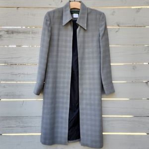 Harve Benard Plaid Houndstooth Long Blazer Dress Coat